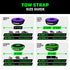 Tow strap size guide comparing 2 inch, 3 inch, 4 inch, and 6 inch Rhino USA recovery tow straps by capacity