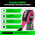 Four-step how-to-use guide for Rhino USA 3 inch recovery tow strap: anchor, connect, tension, and pull