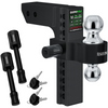 Rhino USA adjustable 10 inch drop trailer hitch in black with dual ball mount, locking pins, and keys