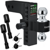 Rhino USA adjustable 8 inch drop trailer hitch in black with dual ball mount, locking pins, and keys