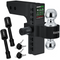 Rhino USA adjustable 8 inch drop trailer hitch in black with dual ball mount, locking pins, and keys