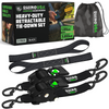 2 inch by 10 foot Rhino USA retractable ratchet straps 2-pack in black with storage bag