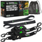 2 inch by 10 foot Rhino USA retractable ratchet straps 2-pack in black with storage bag