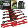 Rhino USA retractable tie-down set: 4-pack of red 1" x 10' ratchet straps with camo storage bag and retail box