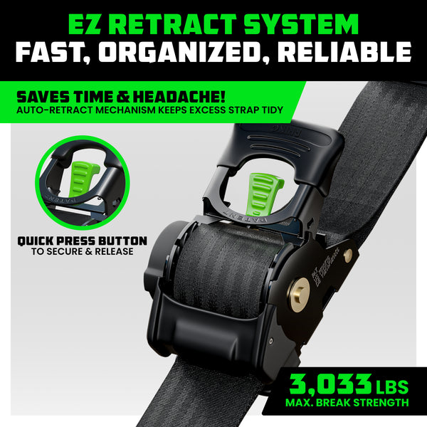 2" x 10' Retractable Ratchet Straps