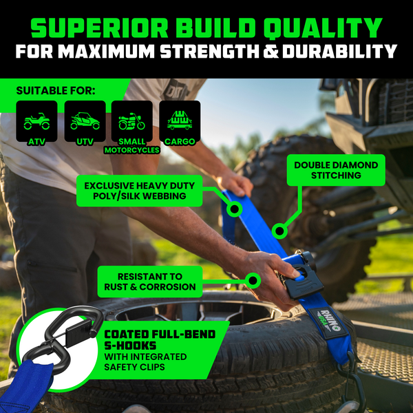 2" x 10' Retractable Ratchet Straps