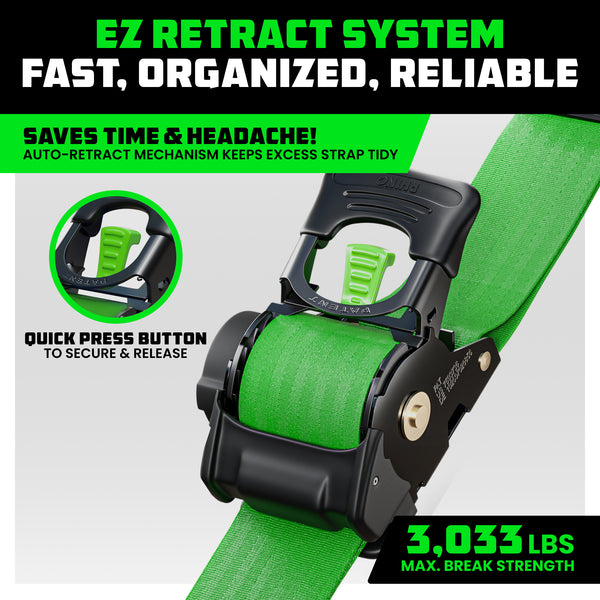 2" x 10' Retractable Ratchet Straps