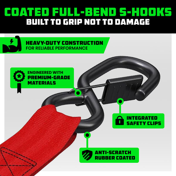 2" x 10' Retractable Ratchet Straps