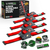 4-pack of Rhino USA 2 inch by 10 foot retractable e-track ratchet straps in red with storage bag
