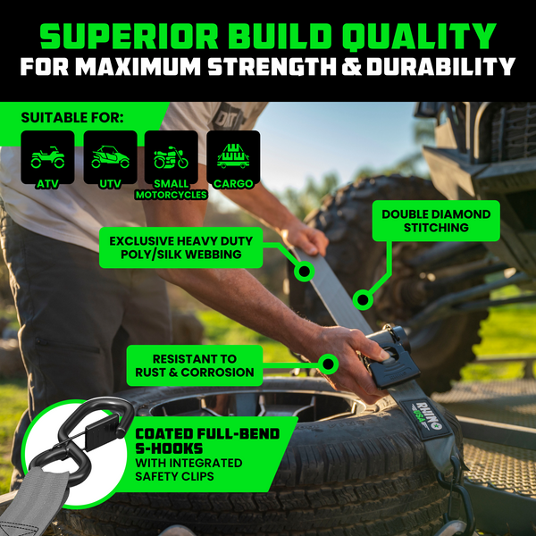 2" x 10' Retractable Ratchet Straps